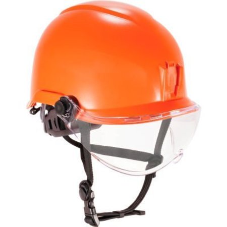 ERGODYNE Skullerz 8974V Class E Safety Helmet with Visor Kit, Anti-Fog Clear Lens, Orange 60217